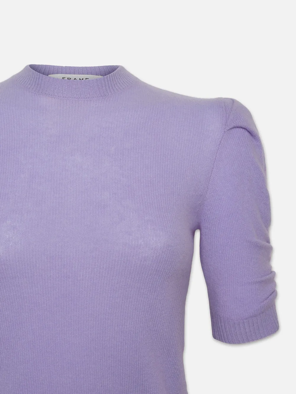 Ruched Sleeve Cashmere Sweater -- Lilac