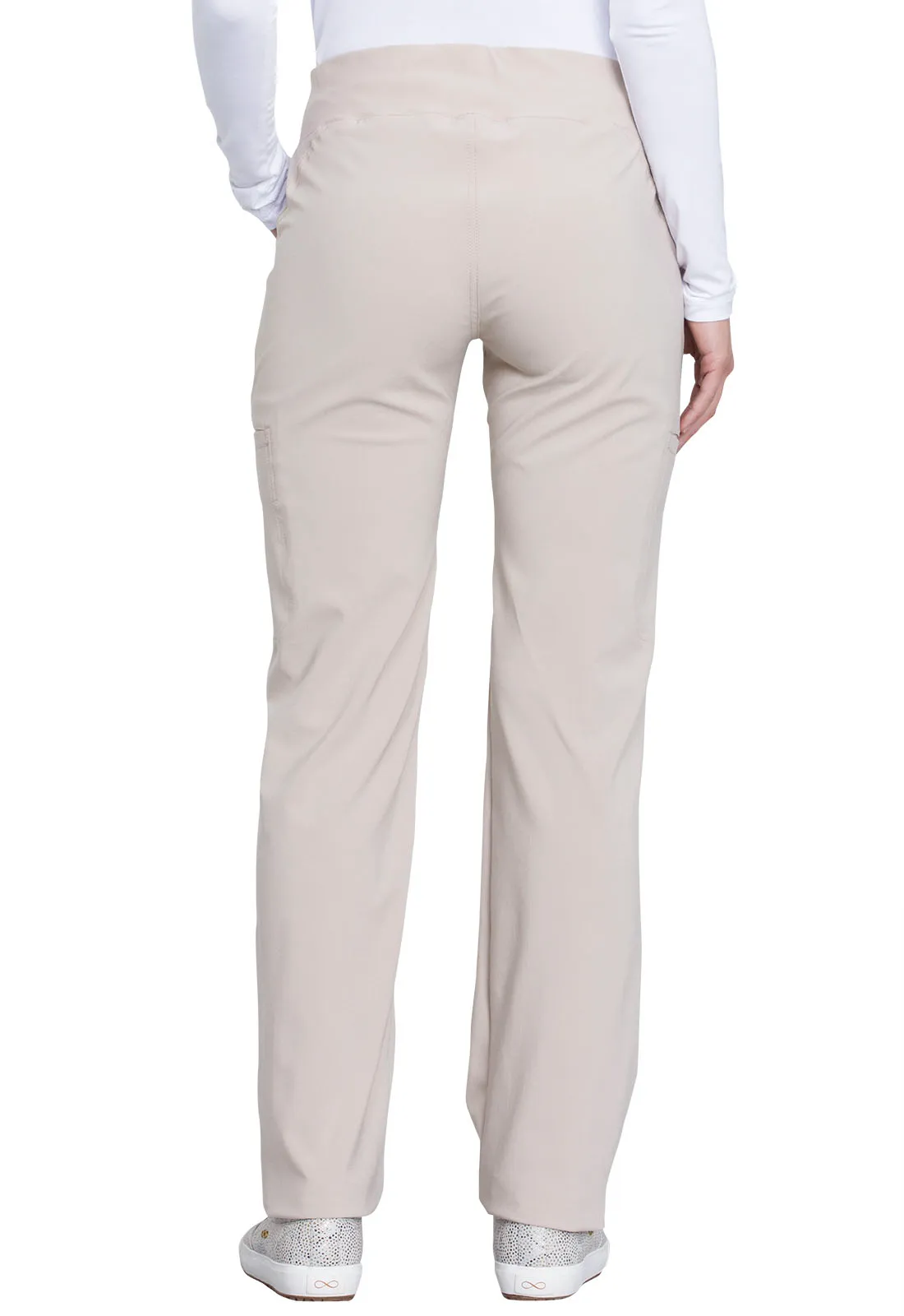 Scrub Pants - Cherokee Women's iFlex Mid Rise Straight Leg Pull-on Pant - Khaki, CK002