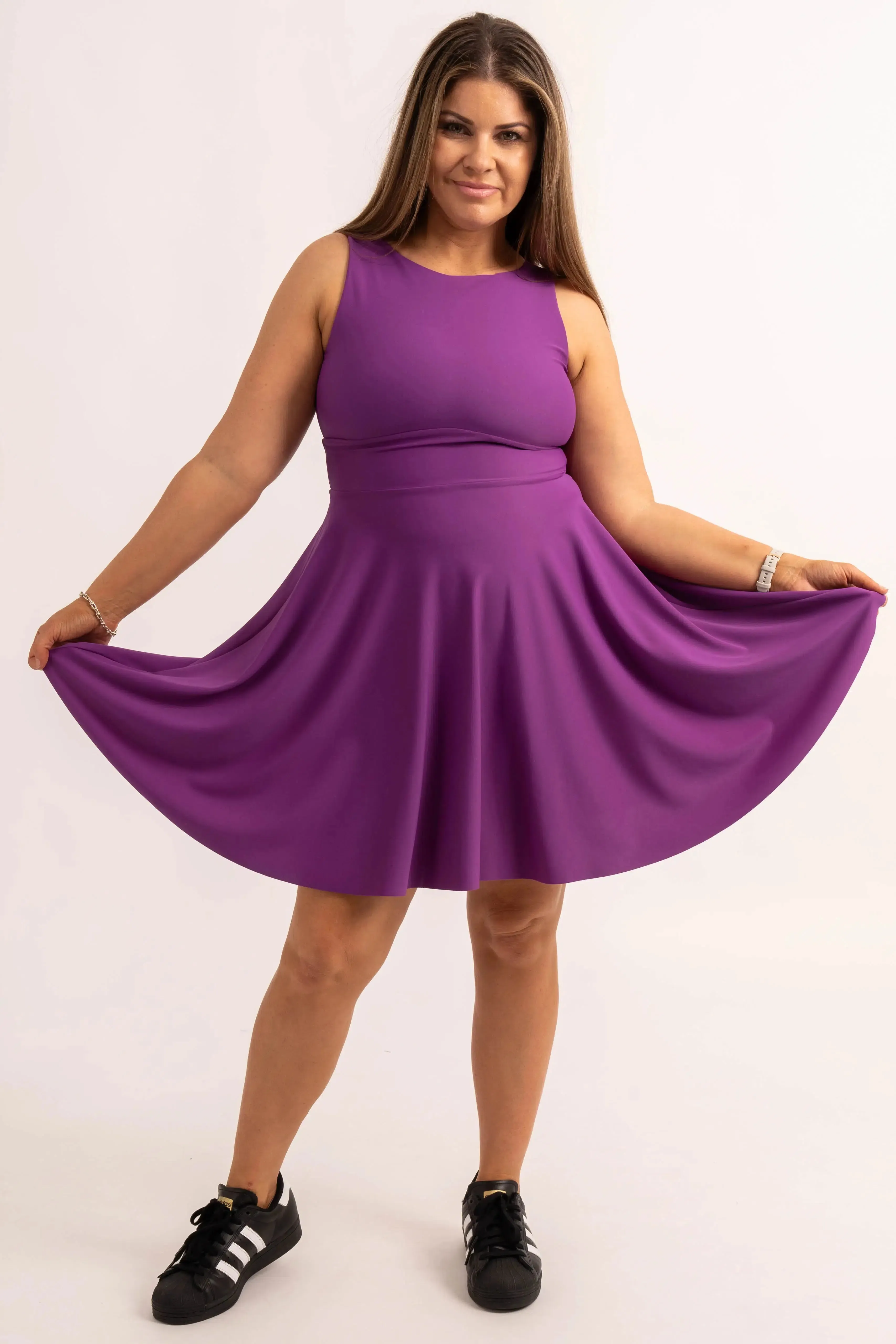 Silky Reversible Comfort Crop Mini Dress - Purple