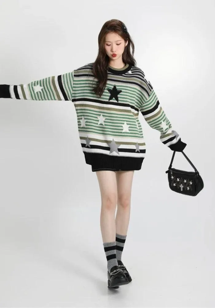 Vintage Star Printed Knit Sweater