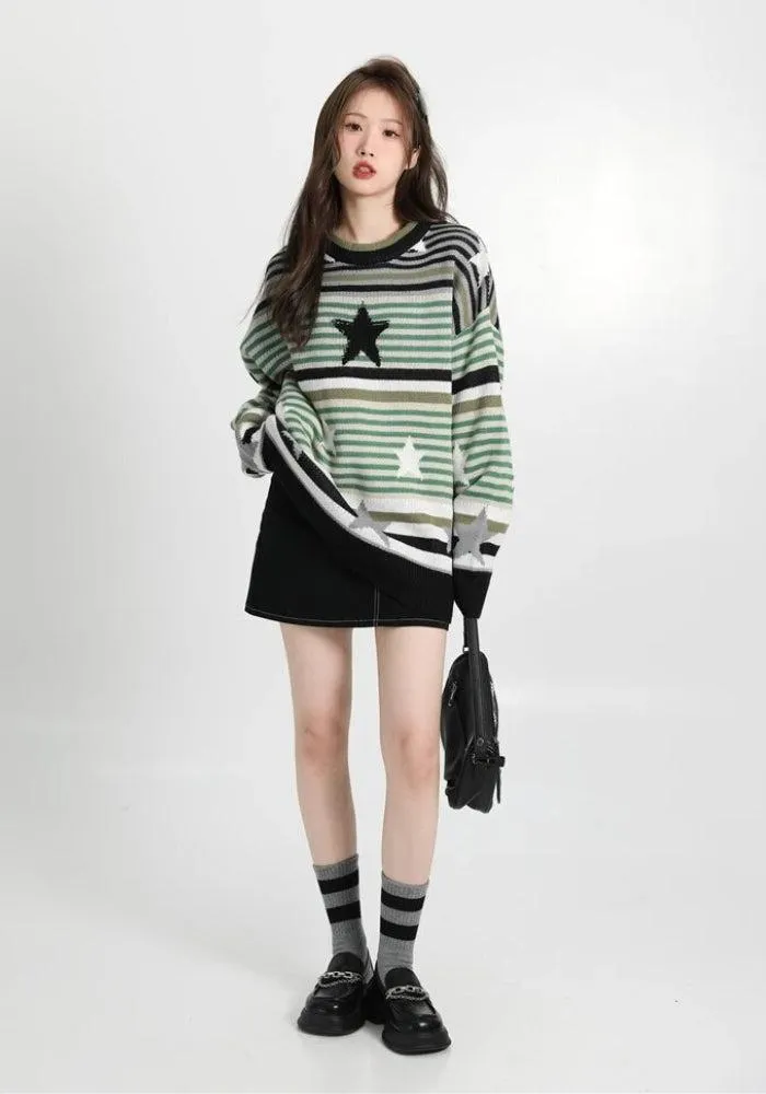 Vintage Star Printed Knit Sweater