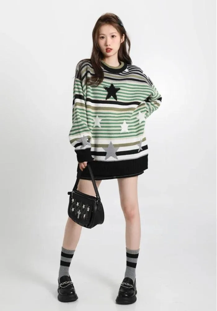 Vintage Star Printed Knit Sweater