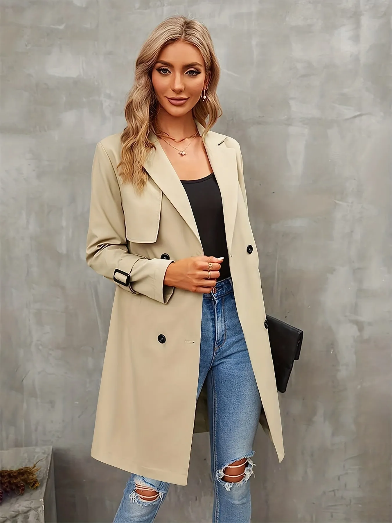 Women’s Elegant Petite Double Breasted Trench Coat | Ideal for Autumn/Winter