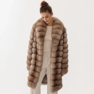 Women's Luxury Natural Fox Fur Long Coat