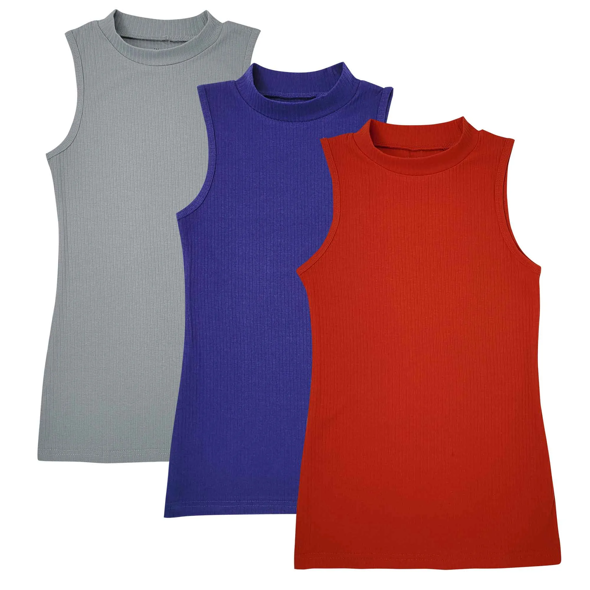 Women's Mock Neck Tank Tops | Cotton Blend | (3 Pack)