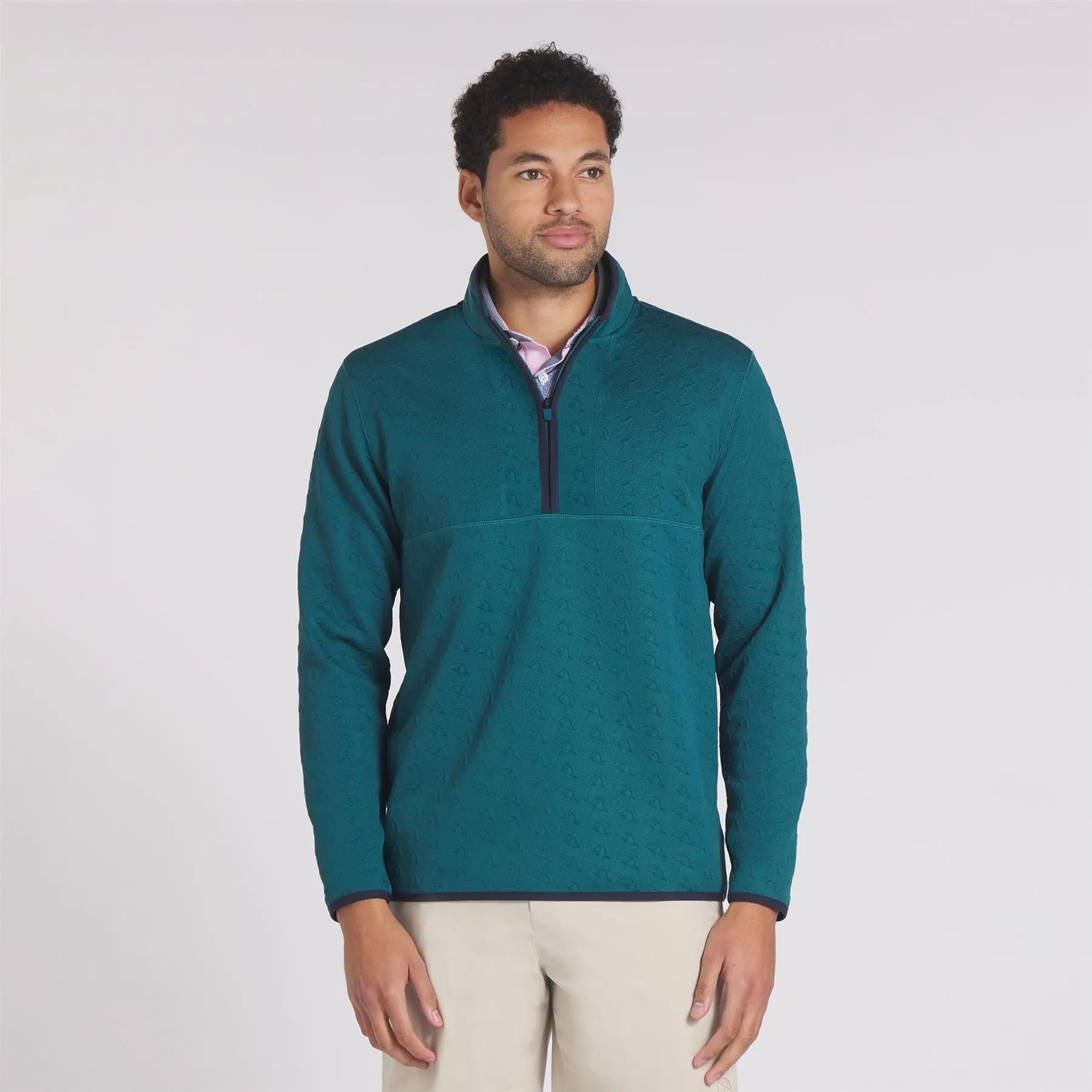 x AP Jacquard Quarter Zip Mid Layer Cold Green - AW24