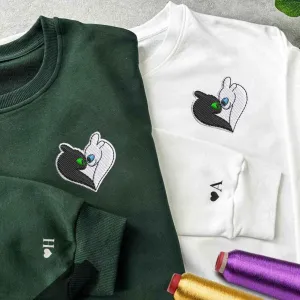 Yin-Yang Dragon Couple Matching Hoodies - Custom Embroidered Sweatshirts For Couples